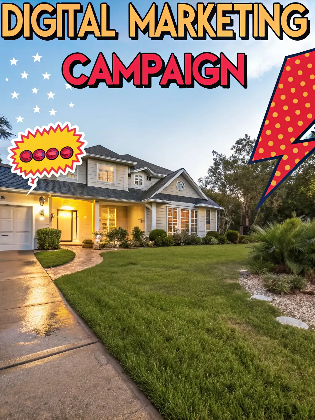 A vibrant social media ad campaign created by SocialSpark, featuring a luxury property with engaging visuals and compelling call-to-action buttons.