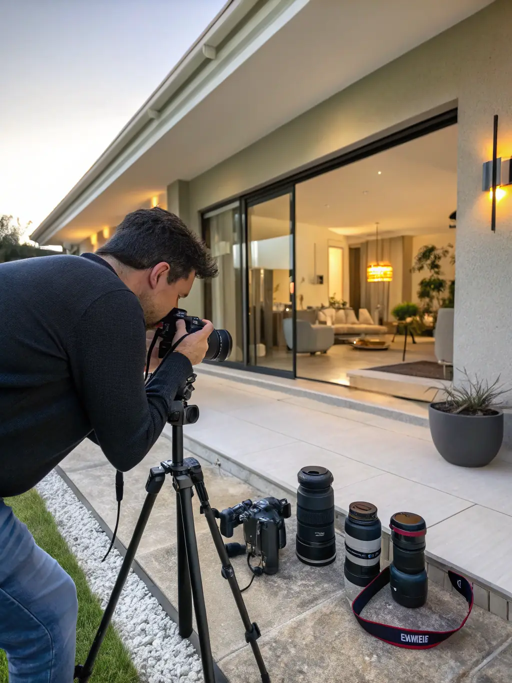 A SocialSpark content creator is filming a high-quality video tour of a property, highlighting its key features and benefits for potential buyers.